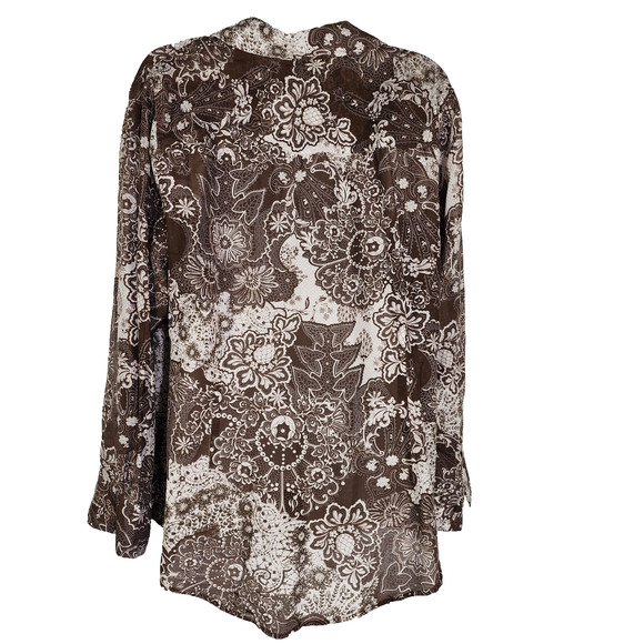 Coldwater Creek Womens Shirt 2X Silk Blend Floral Long Sleeve Button Lightweight - Picture 2 of 9